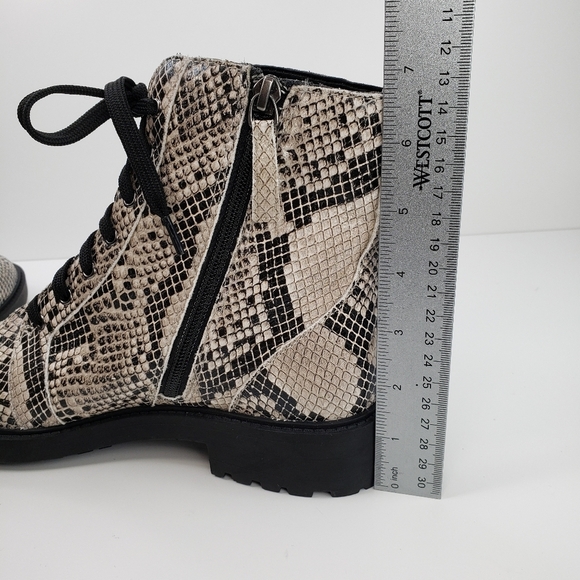 Linea Paolo Trinity Soft Leather Snake Embossed Lace/zip Combat Boots Sz 8M - Picture 6 of 10